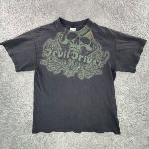 DevilDriver Band Shirt Men M Black Green Skull Graphic Tennessee River Tee FLAW*